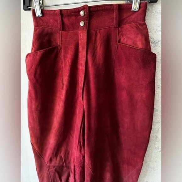 Vintage Red Suede Leather Pants XS - Picture 2 of 9